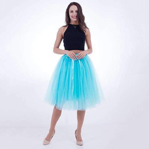 6Layers 65cm Summer Fashion Women Tutu Tulle Skirt Wedding Bridesmaid Skirts Knee Length Lolita Mesh Petticoat Saia Faldas 2017-sky blue-One Size-JadeMoghul Inc.