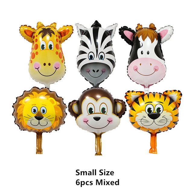 6pcs Safari Party Theme Animal Ballons Jungle Party Zoo Helium Foil Air Balloon Kids Birthday Party Decorations Baloon Kit Balon