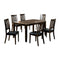 7-Piece Wooden Dining Table Set In Dark Oak Brown-Dining Tables-Brown-Wood And Leather-JadeMoghul Inc.