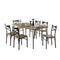7-Piece Wooden Dining Table Set In Gray and Weathered Brown-Dining Tables-Gray and Brown-Metal and Wood-JadeMoghul Inc.