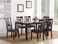 7 Pieces Dining Set of Rubber Wood In Espresso Brown-Dining Sets-Brown-Rubber Wood & MDF/Birch veneer-JadeMoghul Inc.