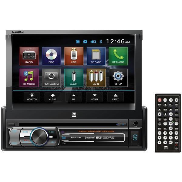 7" Single-DIN In-Dash DVD Receiver with Bluetooth(R) & Motorized Touchscreen-Receivers & Accessories-JadeMoghul Inc.