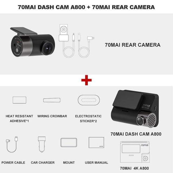 70mai A800 4K Dash Cam 4K GPS Built-in ADAS DVR Dual-Vision 140 FOV Real 4K UHD Cinema-quality video Camera JadeMoghul Inc. 