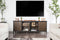 72" Wooden And Metal Frame TV Stand With 4 Open Shelves In Brown-Multimedia Stand-Brown-Metal and Wood-JadeMoghul Inc.