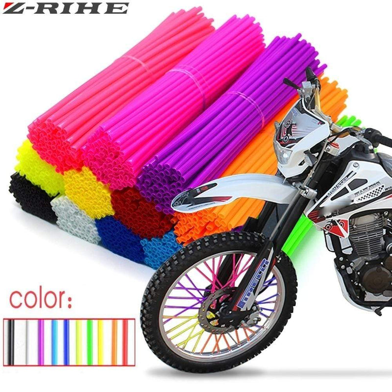 72Pcs Motorcycle Wheel Spoked Protector Wraps Rims Skin Trim Covers Pipe For Motocross Bicycle Bike Cool Accessories 11 Colors AExp