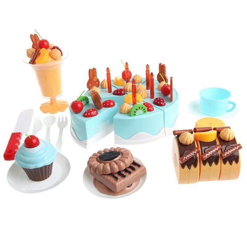 75Pcs DIY Cutting Birthday Cake Children Educational Classic Toy Pretend Play New--JadeMoghul Inc.