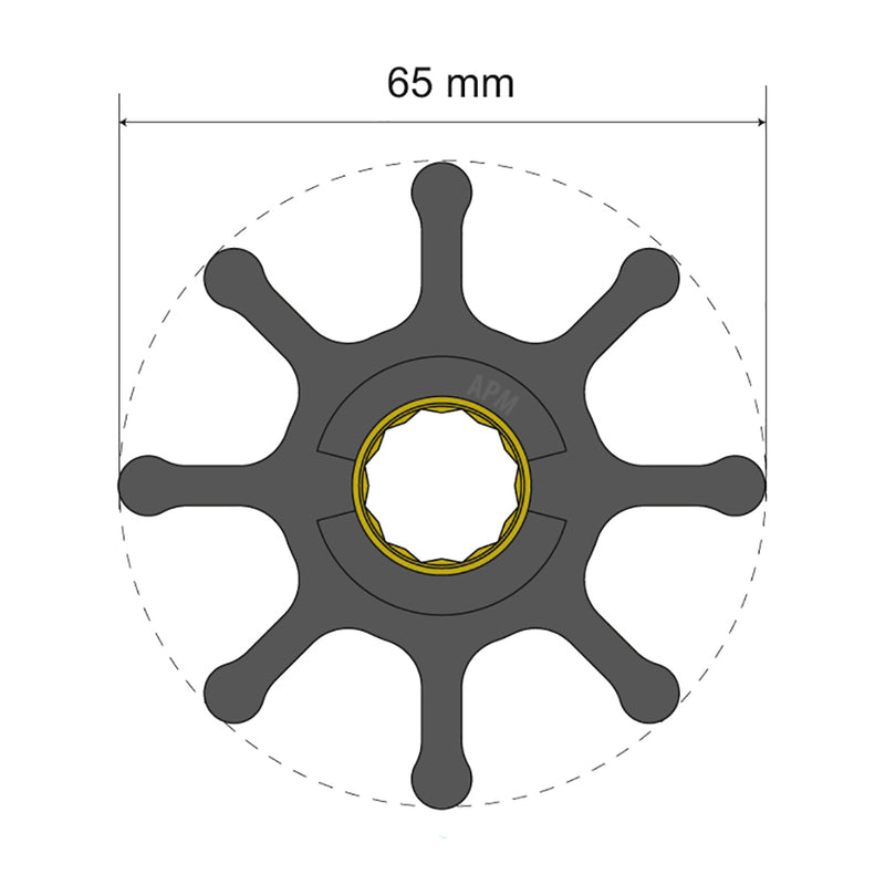 Albin Group Premium Impeller Kit 65 x 16 x 50mm - 8 Blade - Spline Insert [06-01-021]