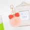 7cm Fur Pom Pom Bow Keychain Keyring Women PomPom Plush Key Ring Rhinestone Faux Rex Rabbit Fur Ball Key Chain Party Shop Gifts-Orange-JadeMoghul Inc.