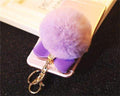 7cm Fur Pom Pom Bow Keychain Keyring Women PomPom Plush Key Ring Rhinestone Faux Rex Rabbit Fur Ball Key Chain Party Shop Gifts-Purple-JadeMoghul Inc.