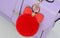 7cm Fur Pom Pom Bow Keychain Keyring Women PomPom Plush Key Ring Rhinestone Faux Rex Rabbit Fur Ball Key Chain Party Shop Gifts-Red-JadeMoghul Inc.