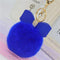 7cm Fur Pom Pom Bow Keychain Keyring Women PomPom Plush Key Ring Rhinestone Faux Rex Rabbit Fur Ball Key Chain Party Shop Gifts-Royal blue-JadeMoghul Inc.