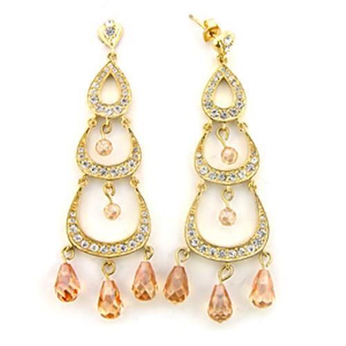 Gold Earrings For Girls 7X372 Gold 925 Sterling Silver Earrings with CZ