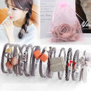 8/9/12/16/25PCS Pure and Fresh Sweet starry sky Series Maiden Elastic Hair Bands Ribbon Flowers Pentagram Rabbit ears Hair Clips AExp