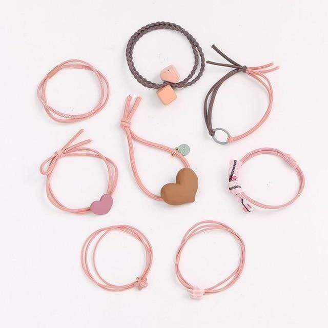 8/9/12/16/25PCS Pure and Fresh Sweet starry sky Series Maiden Elastic Hair Bands Ribbon Flowers Pentagram Rabbit ears Hair Clips AExp