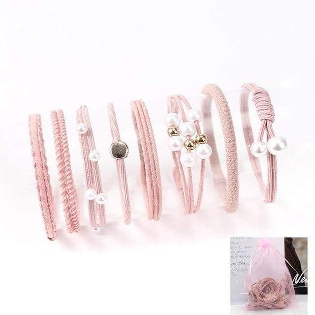 8/9/12/16/25PCS Pure and Fresh Sweet starry sky Series Maiden Elastic Hair Bands Ribbon Flowers Pentagram Rabbit ears Hair Clips AExp