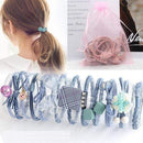 8/9/12/16/25PCS Pure and Fresh Sweet starry sky Series Maiden Elastic Hair Bands Ribbon Flowers Pentagram Rabbit ears Hair Clips AExp