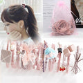 8/9/12/16/25PCS Pure and Fresh Sweet starry sky Series Maiden Elastic Hair Bands Ribbon Flowers Pentagram Rabbit ears Hair Clips AExp