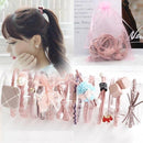 8/9/12/16/25PCS Pure and Fresh Sweet starry sky Series Maiden Elastic Hair Bands Ribbon Flowers Pentagram Rabbit ears Hair Clips AExp