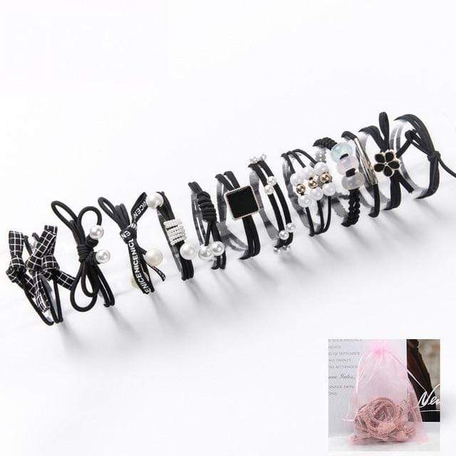 8/9/12/16/25PCS Pure and Fresh Sweet starry sky Series Maiden Elastic Hair Bands Ribbon Flowers Pentagram Rabbit ears Hair Clips AExp