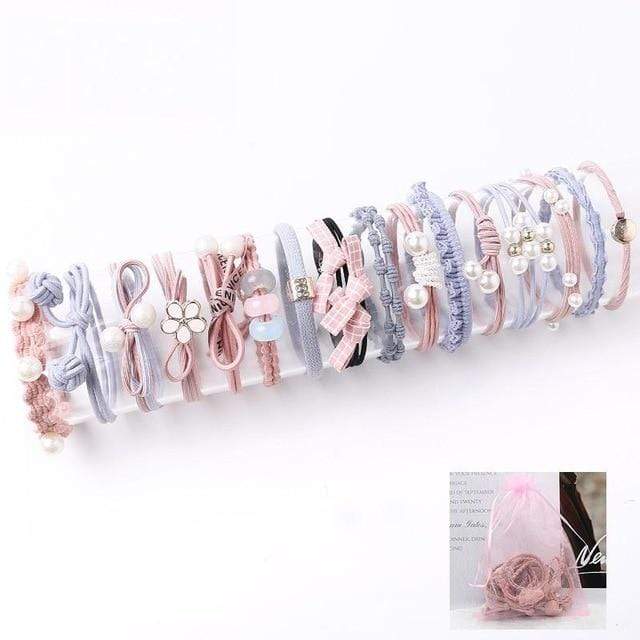 8/9/12/16/25PCS Pure and Fresh Sweet starry sky Series Maiden Elastic Hair Bands Ribbon Flowers Pentagram Rabbit ears Hair Clips AExp