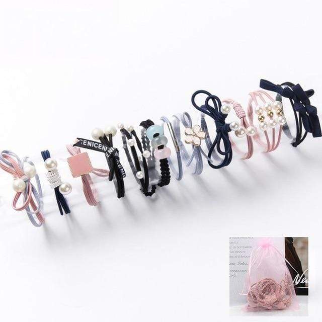 8/9/12/16/25PCS Pure and Fresh Sweet starry sky Series Maiden Elastic Hair Bands Ribbon Flowers Pentagram Rabbit ears Hair Clips AExp