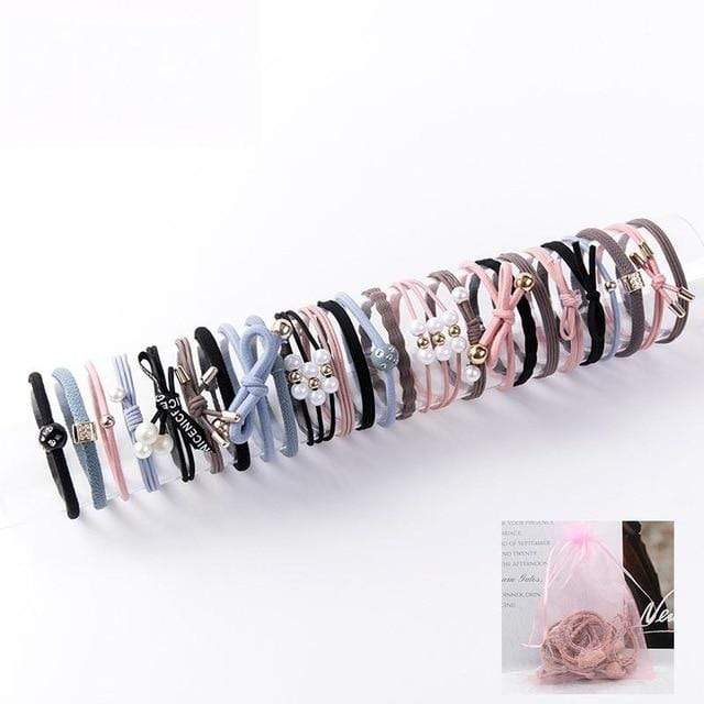 8/9/12/16/25PCS Pure and Fresh Sweet starry sky Series Maiden Elastic Hair Bands Ribbon Flowers Pentagram Rabbit ears Hair Clips AExp