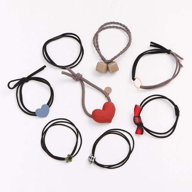 8/9/12/16/25PCS Pure and Fresh Sweet starry sky Series Maiden Elastic Hair Bands Ribbon Flowers Pentagram Rabbit ears Hair Clips AExp