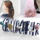 8/9/12/16/25PCS Pure and Fresh Sweet starry sky Series Maiden Elastic Hair Bands Ribbon Flowers Pentagram Rabbit ears Hair Clips AExp