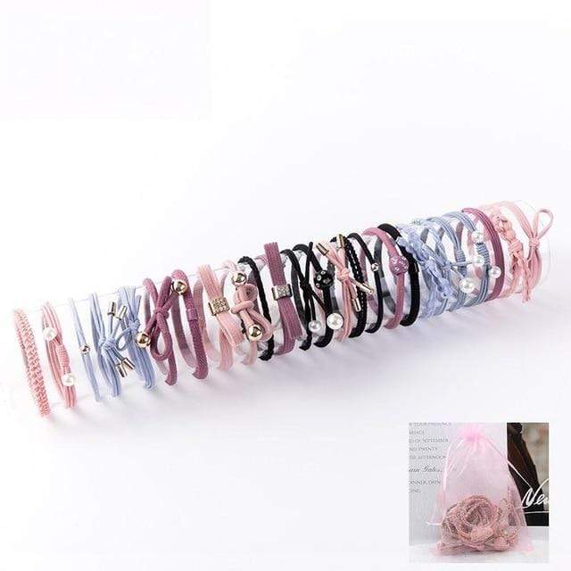 8/9/12/16/25PCS Pure and Fresh Sweet starry sky Series Maiden Elastic Hair Bands Ribbon Flowers Pentagram Rabbit ears Hair Clips AExp