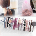 8/9/12/16/25PCS Pure and Fresh Sweet starry sky Series Maiden Elastic Hair Bands Ribbon Flowers Pentagram Rabbit ears Hair Clips AExp