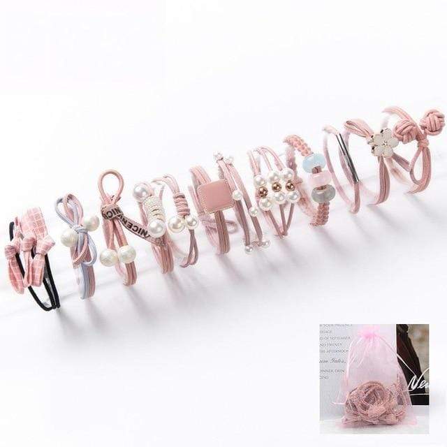 8/9/12/16/25PCS Pure and Fresh Sweet starry sky Series Maiden Elastic Hair Bands Ribbon Flowers Pentagram Rabbit ears Hair Clips JadeMoghul Inc. 