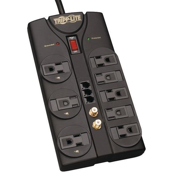 8-Outlet Surge Protector (2,160 Joules; 8ft cord; Tel/modem/fax protection; $150,000 Ultimate Lifetime Insurance)-Surge Protectors-JadeMoghul Inc.