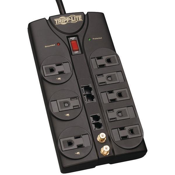 8-Outlet Surge Protector (3,240 Joules; 10ft cord; Modem/coaxial/Ethernet protection; $250,000 Ultimate Lifetime Insurance)-Surge Protectors-JadeMoghul Inc.