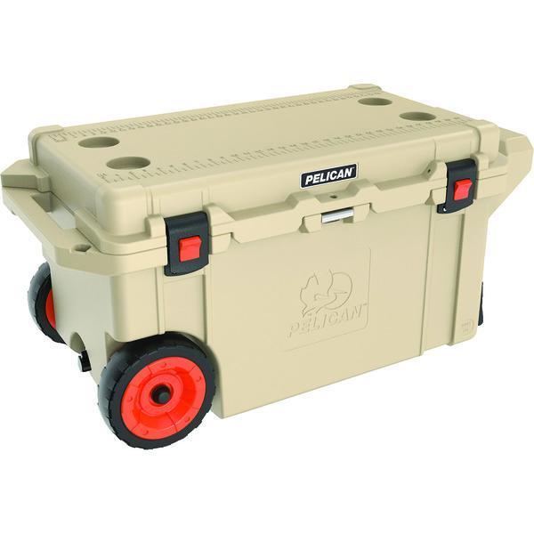 80-Quart Elite Cooler with Built-in Wheels (Tan)-Camping, Hunting & Accessories-JadeMoghul Inc.