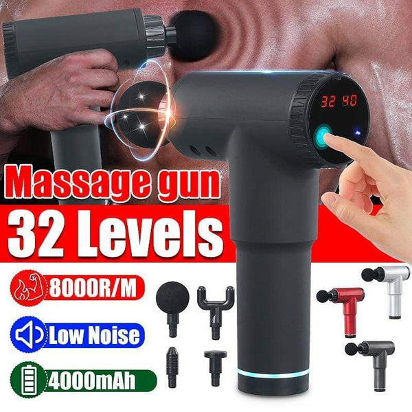 8000r/min Therapy Massage Gun 32 Gears Muscle Massager Pain Sport Massage Machine Relax Body Slimming Relief With 4 Heads AExp