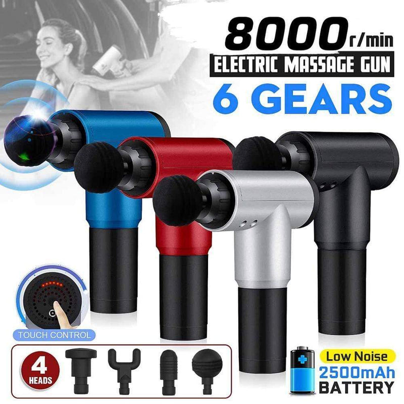 8000r/min Therapy Massage Guns 6 Gears Muscle Massager Pain Sport Massage Machine Relax Body Slimming Relief With 4 Heads AExp