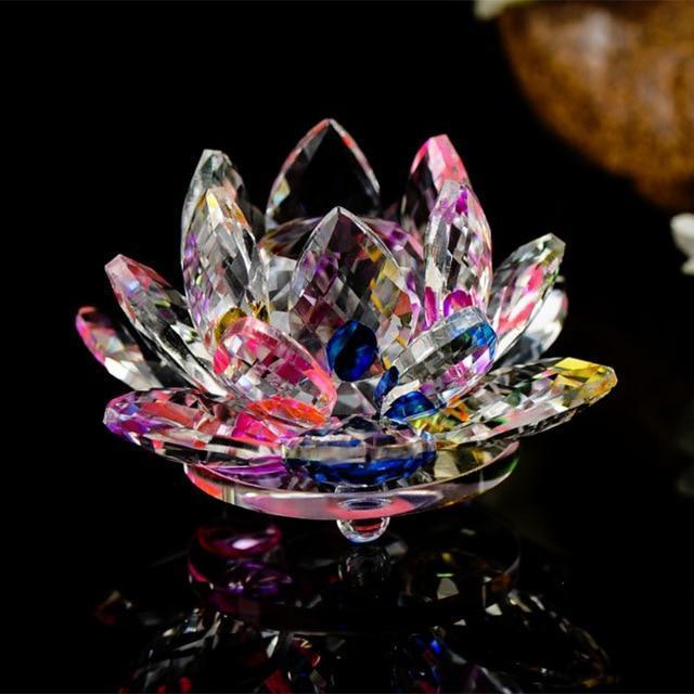 80mm Quartz Crystal Lotus Flower Crafts Glass Paperweight Fengshui Ornaments Figurines Home Wedding Party Decor Gifts Souvenir-colorful-80mm-JadeMoghul Inc.