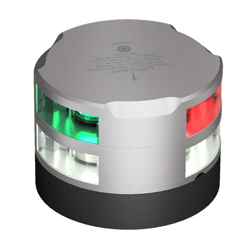 Lopolight Series 201-007 - Tri-Color Navigation/Anchor/Strobe - 2NM - Horizontal Mount - Silver Housing [201-007G2S]