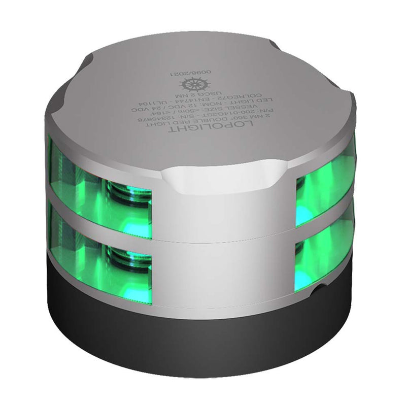 Lopolight Series 200-015 - Double Stacked Navigation Light - 2NM - Horizontal Mount - Green - Silver Housing [200-015G2ST]