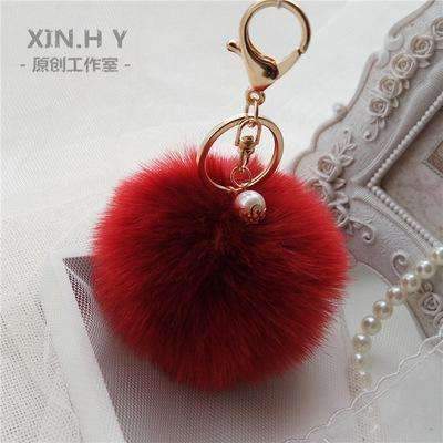 8cm Fluffy Keychain Fur Pom Pom Key Chain Faux Rabbit Hair Trinket For Bag Car Fur Ball Key Ring Golden Chaveiro llaveros-style10-JadeMoghul Inc.