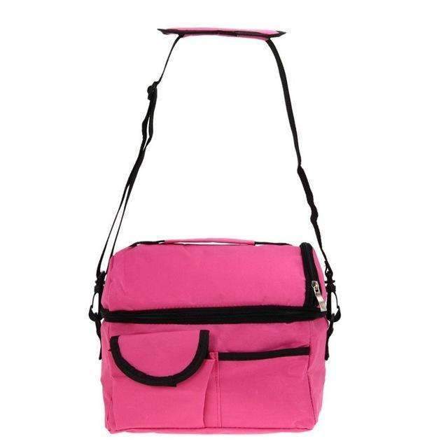 8L Portable Square Thermal Women Men Kids Lunch Bag Colorful Mother Kids Lunch Bags Insulation Storage Package Bag Lady Handbag-Rose red-JadeMoghul Inc.