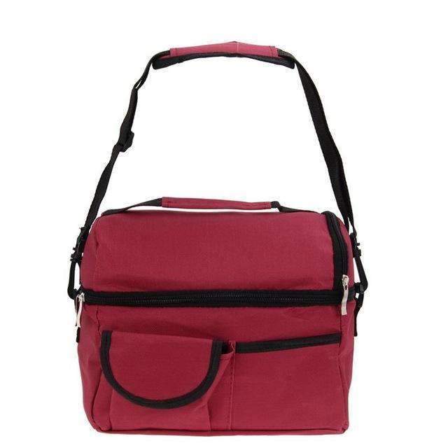 8L Portable Square Thermal Women Men Kids Lunch Bag Colorful Mother Kids Lunch Bags Insulation Storage Package Bag Lady Handbag-Wine Red-JadeMoghul Inc.