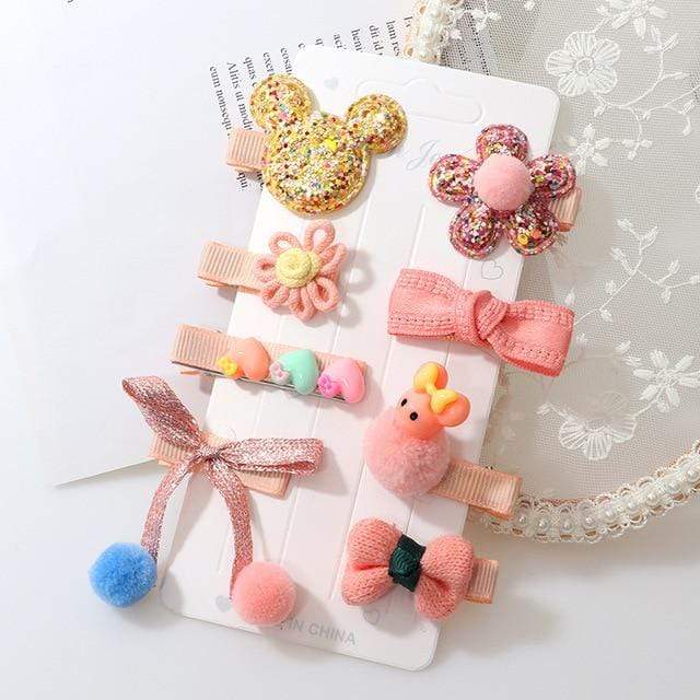 8Pcs hair clip set Girl Cute Hair bands Hair Accessories Bow Flower animal headwear Hairpins cartoon hair band Hairpin Headdress AExp