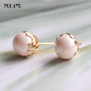 9 Color Fashion Pearl Earrings for Women Minimalist 8mm Bead Rose Gold color Alloy Small Stud Earrings Jewelry PULATU ZZ0302-light pink-JadeMoghul Inc.