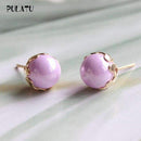 9 Color Fashion Pearl Earrings for Women Minimalist 8mm Bead Rose Gold color Alloy Small Stud Earrings Jewelry PULATU ZZ0302-purple-JadeMoghul Inc.
