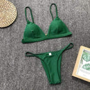 9 Colors Solid Bikini Set 2019 Sexy Push Up Swimwear Women Brazilian Swimsuit Low Waist Biquini Halter Two Pieces Bathing Suit AExp