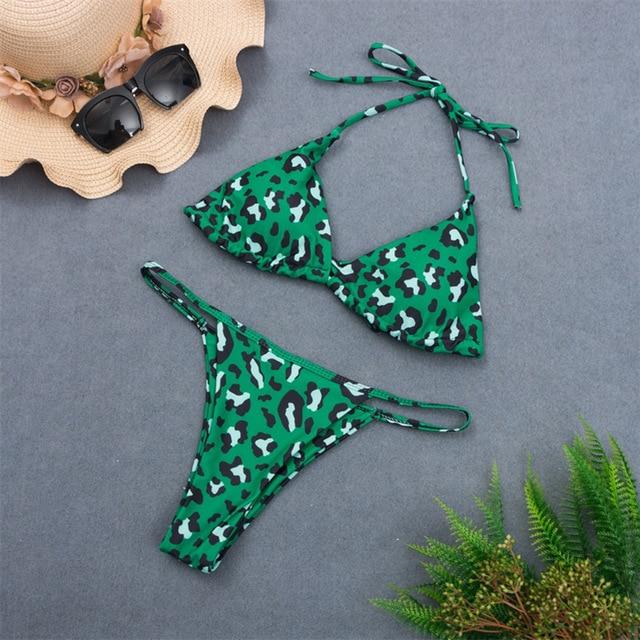 9 Colors Solid Bikini Set 2019 Sexy Push Up Swimwear Women Brazilian Swimsuit Low Waist Biquini Halter Two Pieces Bathing Suit AExp