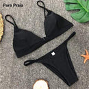 9 Colors Solid Bikini Set 2019 Sexy Push Up Swimwear Women Brazilian Swimsuit Low Waist Biquini Halter Two Pieces Bathing Suit AExp