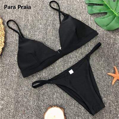 9 Colors Solid Bikini Set 2019 Sexy Push Up Swimwear Women Brazilian Swimsuit Low Waist Biquini Halter Two Pieces Bathing Suit AExp