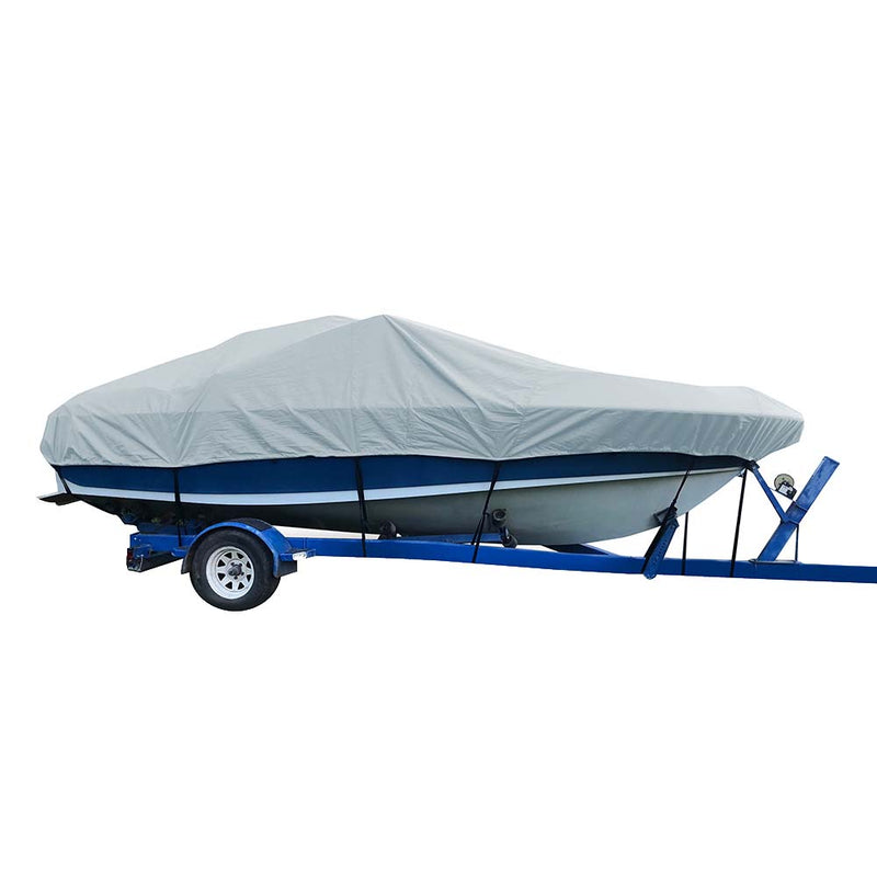 Carver Sun-DURA Styled-to-Fit Boat Cover f/24.5 V-Hull Low Profile Cuddy Cabin Boats w/Windshield  Rails - Grey [77724S-11]